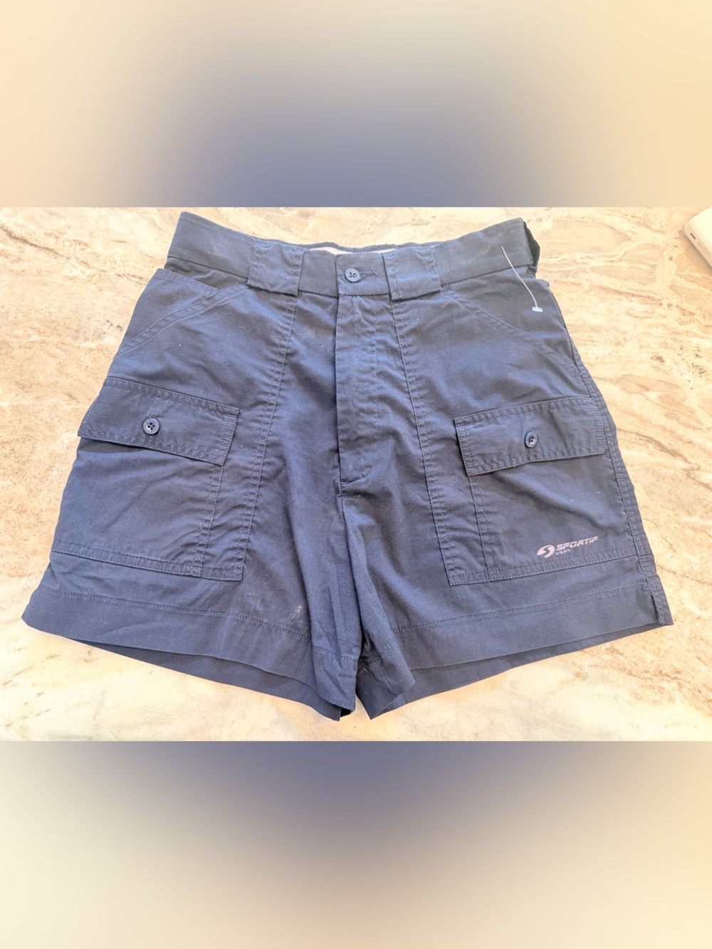 Sportif USA Navy Stretch Cargo Utility Shorts Women’s Size 8 High Rise